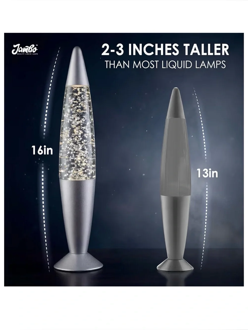 SPECTACULAR Silver Star Glitter Liquid Lava Lamp - 16” Size!